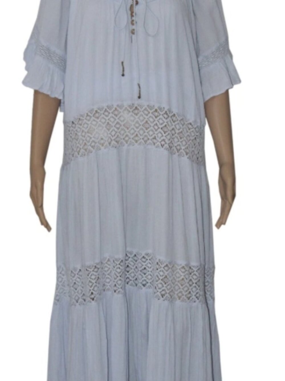 Free People Free est Dream On Maxi Dress Crochet Flutter Sleeve S - Picture 4 of 7
